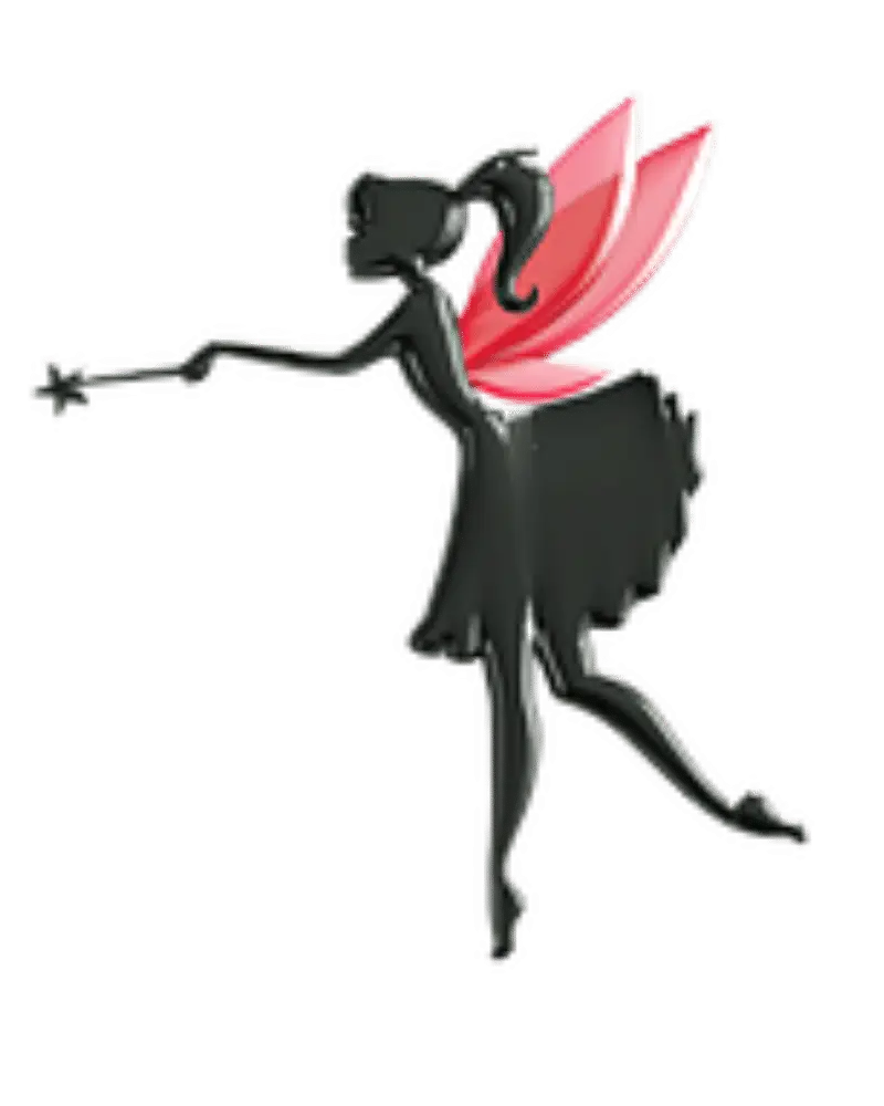 Silhouette fairy with pink wings and wand