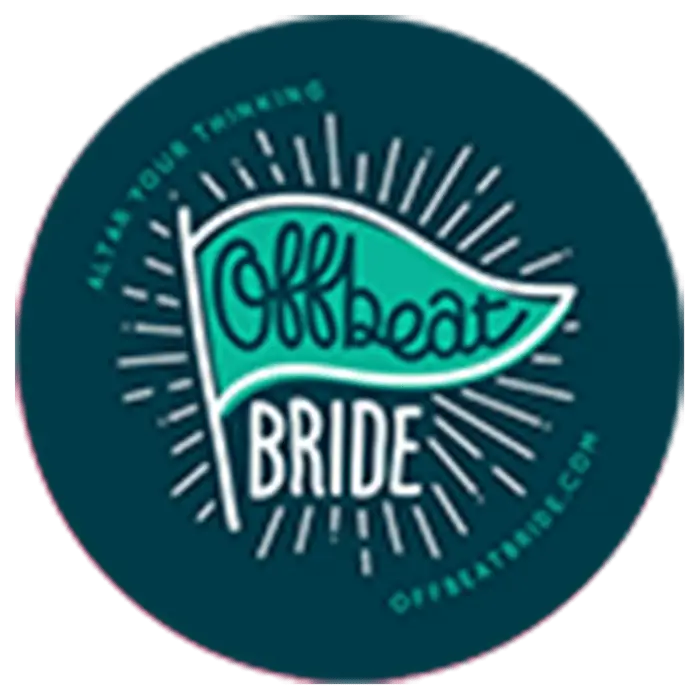 Offbeat Bride logo with a flag design.