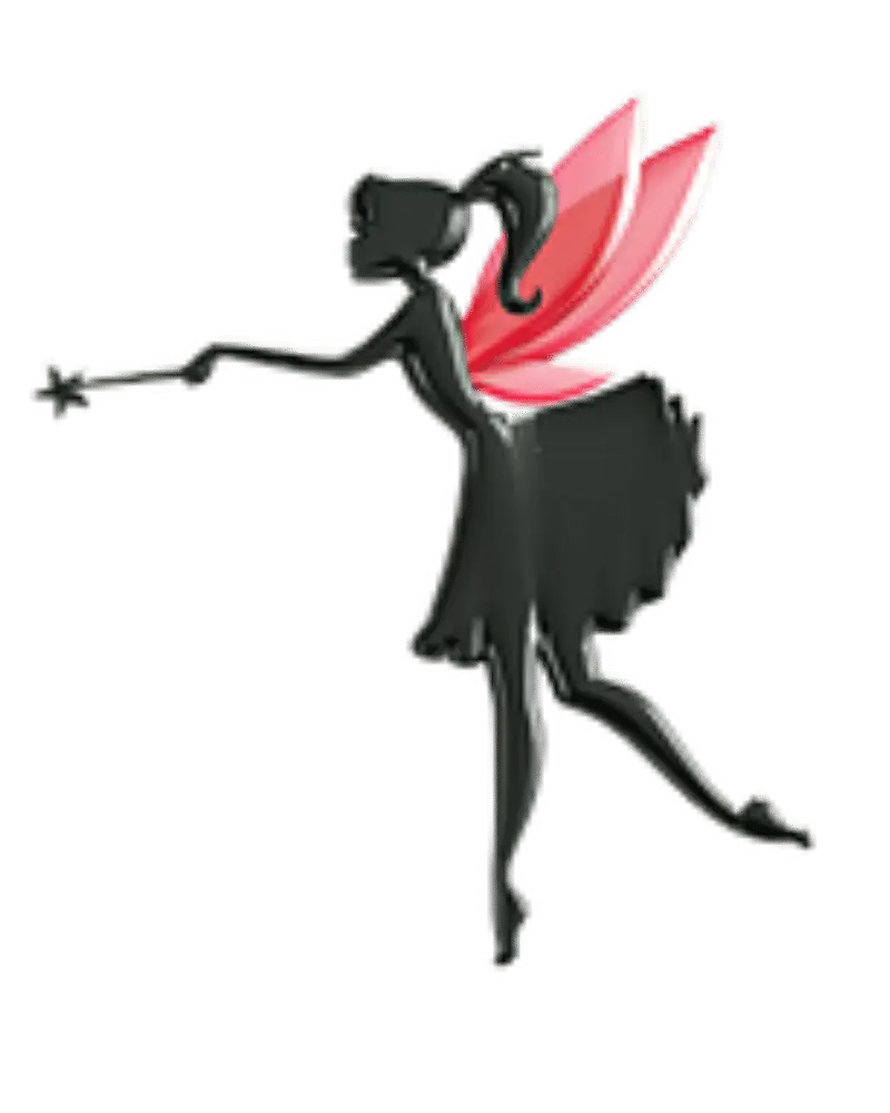 black fairy graphic with pink wings
